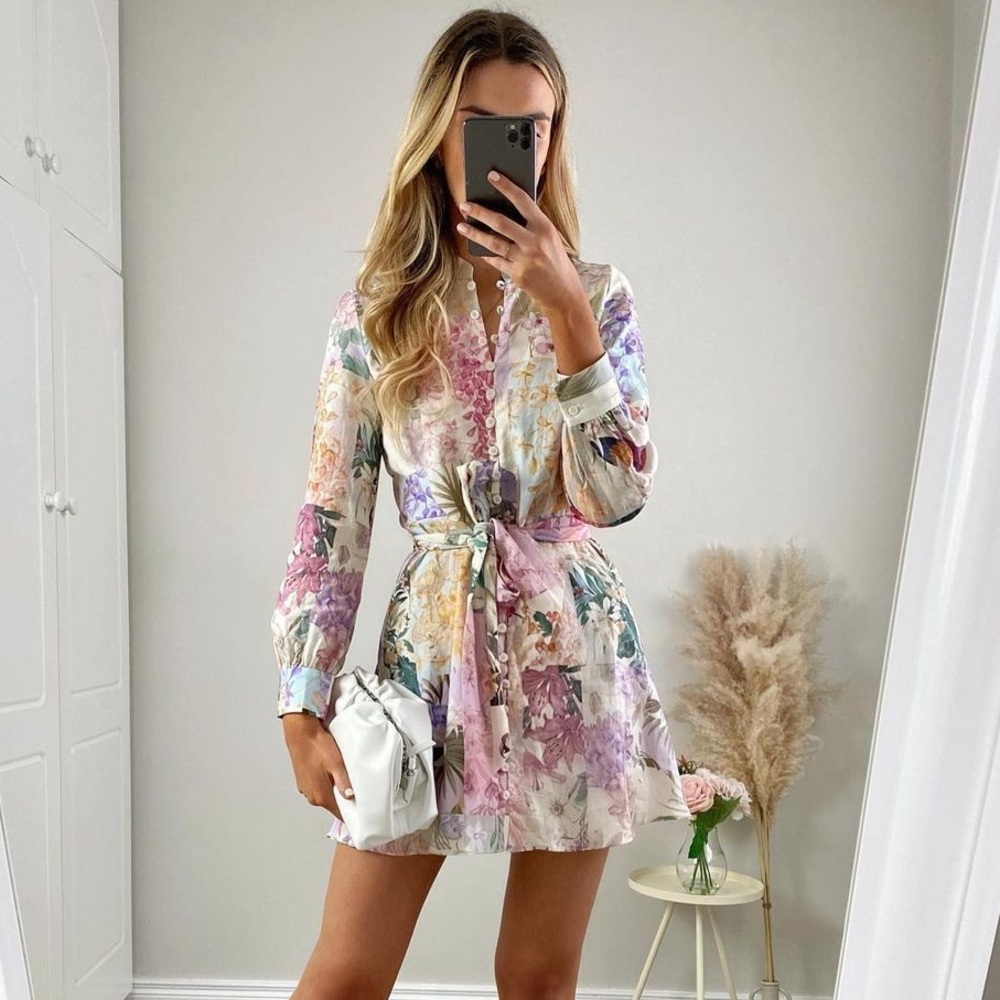 Viral Zara Floral Mini Dress - Multicolor
